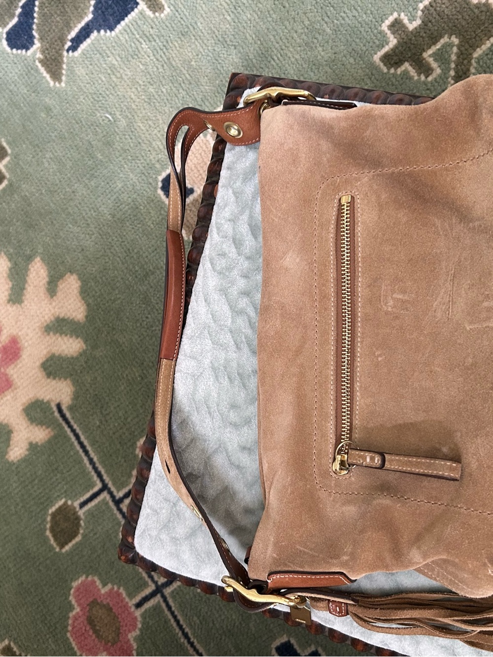 Coach Suede Hobo Bag in Tan with Gold Hardware - Picture 5 of 5